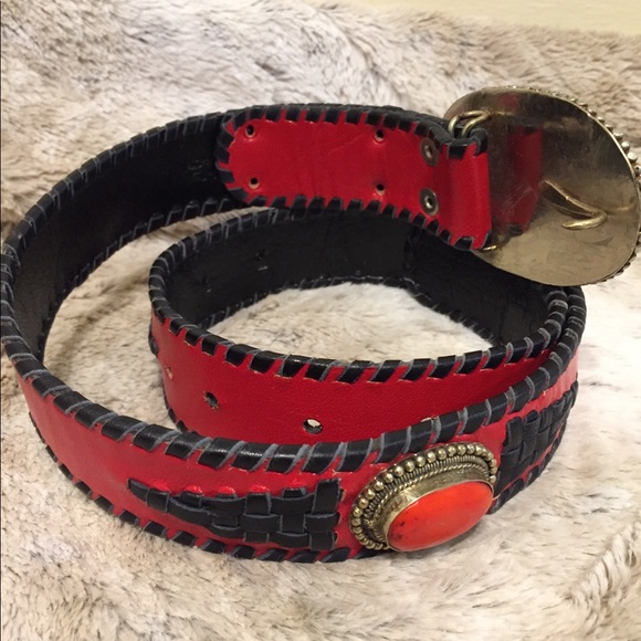 Stunning Unique Leather Belt With Natural Stones - Picture 3 of 8